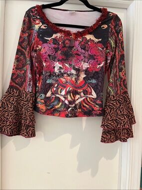 Bright Multi-Color Graphic Scoop Neck Women’s Top